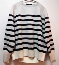 【美品】ボーダーニット　ホワイト×ブラック