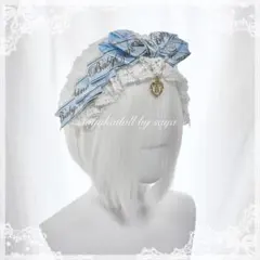 ♡ MAID サテンリボンパール 3wayヘッドドレス／ヘアピン l blue♡