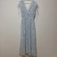 FRAY I.D ラインフラワープリントカシュワンピース BLU