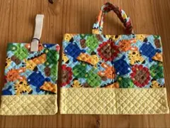 動物柄キルティングバッグとシューズバッグ