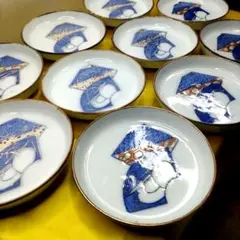 【希少品】九谷焼　九谷清山造　染付　金彩　中皿　5客セット 希少品】九谷焼 九谷清山造 染付 金彩 中皿 5客セット｜Yahoo