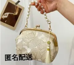 パーティ バッグ 結婚式 がま口 パール 花柄 ゴールド 2way 和装 着物