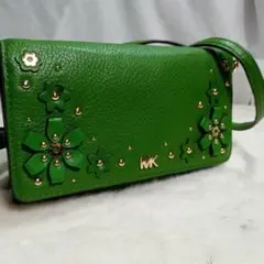 MICHAEL KORS グリーン スマホウォレットショルダーバッグ