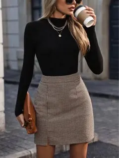 チェック柄タイトスカート