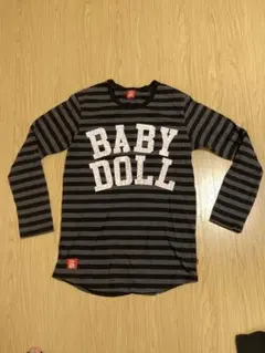 BABY DOLL 長袖Tシャツ Mサイズ 黒とグレーのストライプ