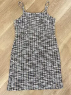 【美品】ジーユー GU ツイードキャミソールミニワンピース M チェック