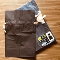 梨地リボン付巾着袋（底マチ付）16枚　ブラウン（M）ギフト袋