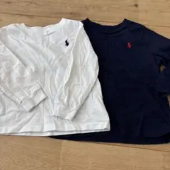 Ralph Lauren ホワイトネイビー長袖Ｔシャツ 2枚セット18M