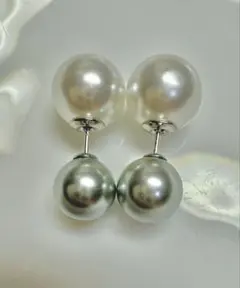 B0305 真珠　ピアス ホワイト　純銀 s925 貝パール アクセサリー