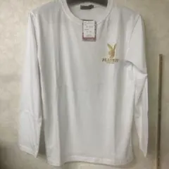 ジャンク品　PLAYBOY 長袖カットソー ホワイト ゴールドロゴ Lのサムネイル