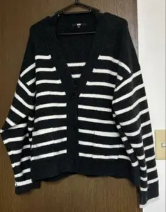 ユニクロ ボーダーVネックカーディガン XL