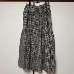 サマンサモスモス SM2 スカート　フリル　ギンガムチェック　リネン混