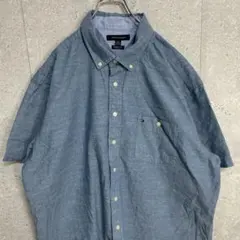 トミーヒルフィガー　クラシックフィット　半袖BDシャツブルー　ビックサイズ2XL