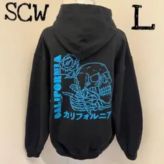 SCW メンズ　輸入古着　プルオーバー　パーカー/スウェット　骸骨　ブラック　L