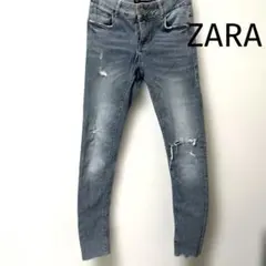 ライトブルー ダメージ加工 スキニーデニム