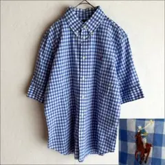 未使用級✨ポロラルフローレン コットン チェック ボタンダウン シャツ XL 青
