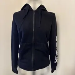 アディダス フルジップパーカー 黒 ロゴ レディース S