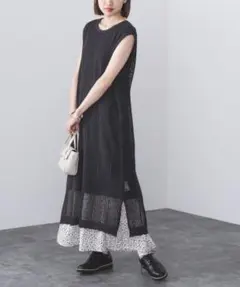 【新品未使用】BEAMS HEART / 3WAY ブロックメッシュ ワンピース