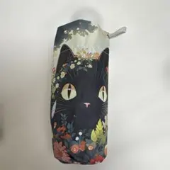 黒猫 花柄 折りたたみ傘 晴雨兼用のサムネイル