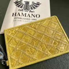 HAMANO パスケース クロコダイル チェーン付き イエロー