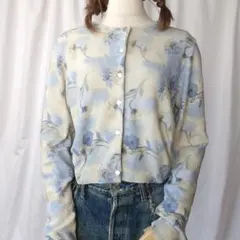 USA製 used M IT'S OUR TIME 花柄 長袖 カーディガン