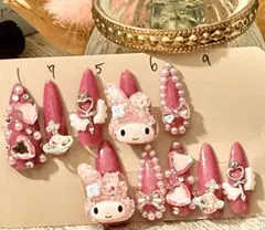 ネイルチップ現品つけ爪size17569地雷量産キャラクター3D天使界隈ゴテゴテ