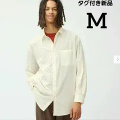 レースオーバーサイズシャツ　レースシャツ　M　アイボリー　白　GU ジーユー