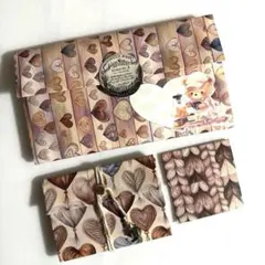 特価！蛇腹ファイル　大6ポケット　中4ポケットの2セット+小袋　A4ハート柄