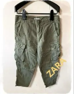 ☘️P1☘ZARA ペイント カーキ カーゴパンツ 40のサムネイル