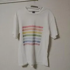GILDAN 半袖Tシャツ ホワイト レインボー柄