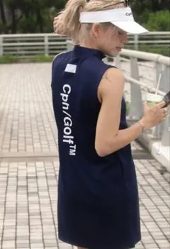 cph/golf Sサイズノースリーブ モックネック ワンピースネイビーS
