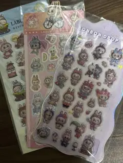 ラブブ　3種セット　ボンボンドロップシール風　3Dシール　キラキラ