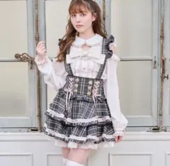 lizlisa はしごリボンチェックティアードスカパン