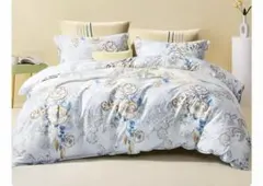 花柄布団カバー4点セット ブルー系
