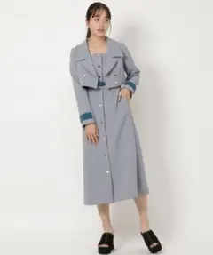 REDYAZEL ショートジャケット×タイトロングスカート　ブルー