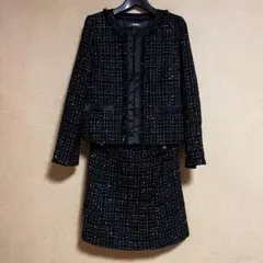 9号 黒 シルバーラメチェック スーツ