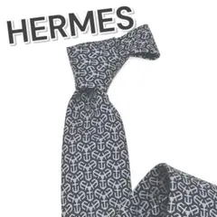 て*ー様 70176 HERMES シルク ネクタイ 幾何学模様　ABランク