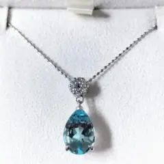 ダイヤモンド×アクアマリン ネックレス K18WG K14WG 4.37g - メルカリ