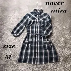 nacer mira (M) 七分袖チュニック マタニティ 綿 チェック 薄手