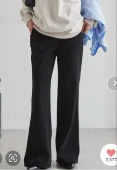 新品 RANAN あったか裏起毛 ニットコール フレアパンツ ブラック