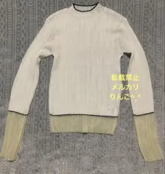 未使用❗️earth music&ecology シアー配色リブプルオーバー白