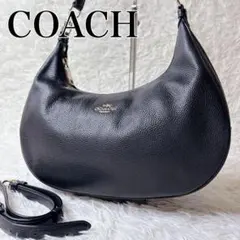 美品✨COACH ワンショルダーバッグ ホーボー シボ革 ハーフムーン 三日月型