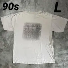 L 90s ビンテージ アート フォト Tシャツ フェード 企業物 モノクロのサムネイル