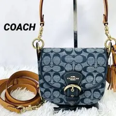 COACH クレオ17 デニム シグネチャー 2WAY ショルダー タッセル - メルカリ