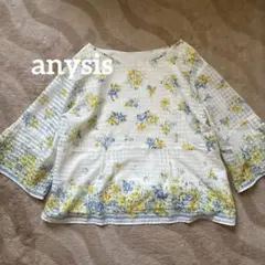 anysis花柄 Vネック 七分袖ブラウス　シフォン　シアー