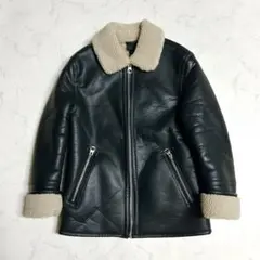 美品H&M ムートンジャケット フェイクレザー ブラック Sサイズ 窪塚洋介着用