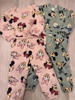 H&M 長袖スウェットパジャマ2組セット　ミッキー ミニー セットアップ