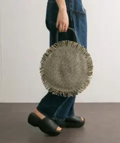 KBF フリンジサークルBAG 2WAY ショルダー トート ブラック