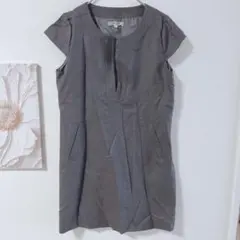 SEIZE　セーズ　半袖ひざ丈ワンピース　ミニワンピ　チュニック　グレー　M