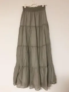 ザラベーシック  ふんわりロングスカート  カーキ